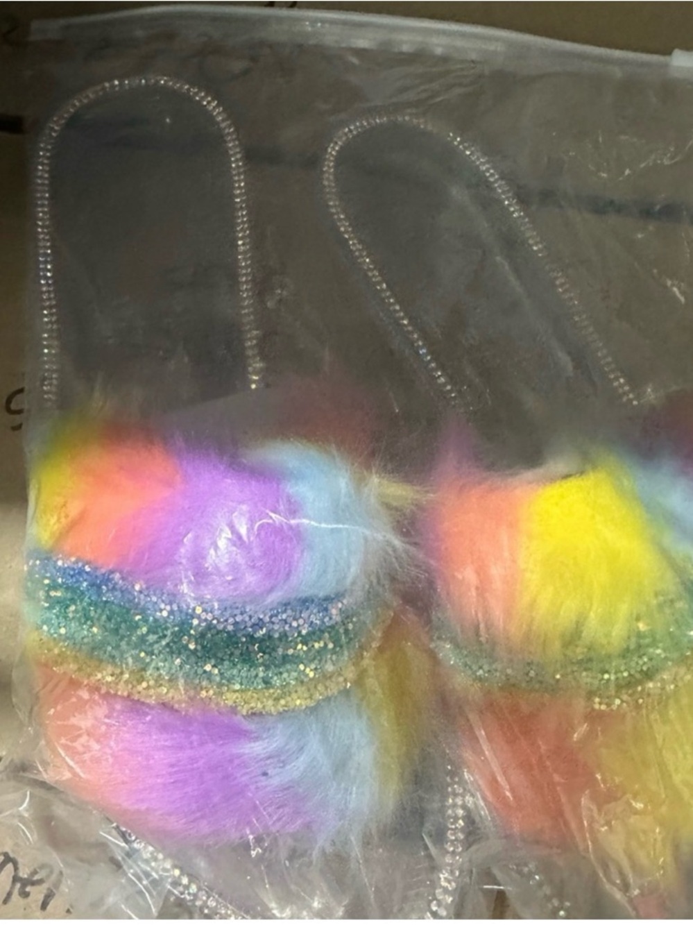 Multicolor Faux Fur Slide Sandals for Women